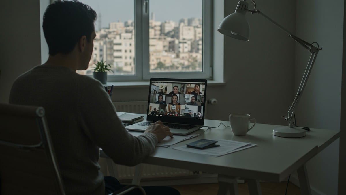 זוג ומגשר/ת דנים בגישור גירושין בחו"ל.